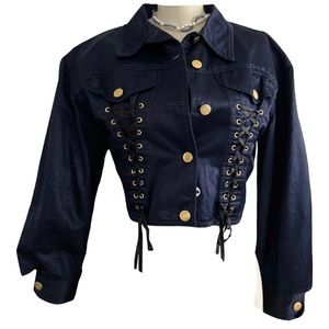 Jean Paul Gaultier Coated Cropped Lace-up Jacket